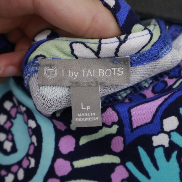 T By Talbots Ladder Back Confetti Paisley Dress Women LP Blue Boho Groovy Hippie - Picture 2 of 15